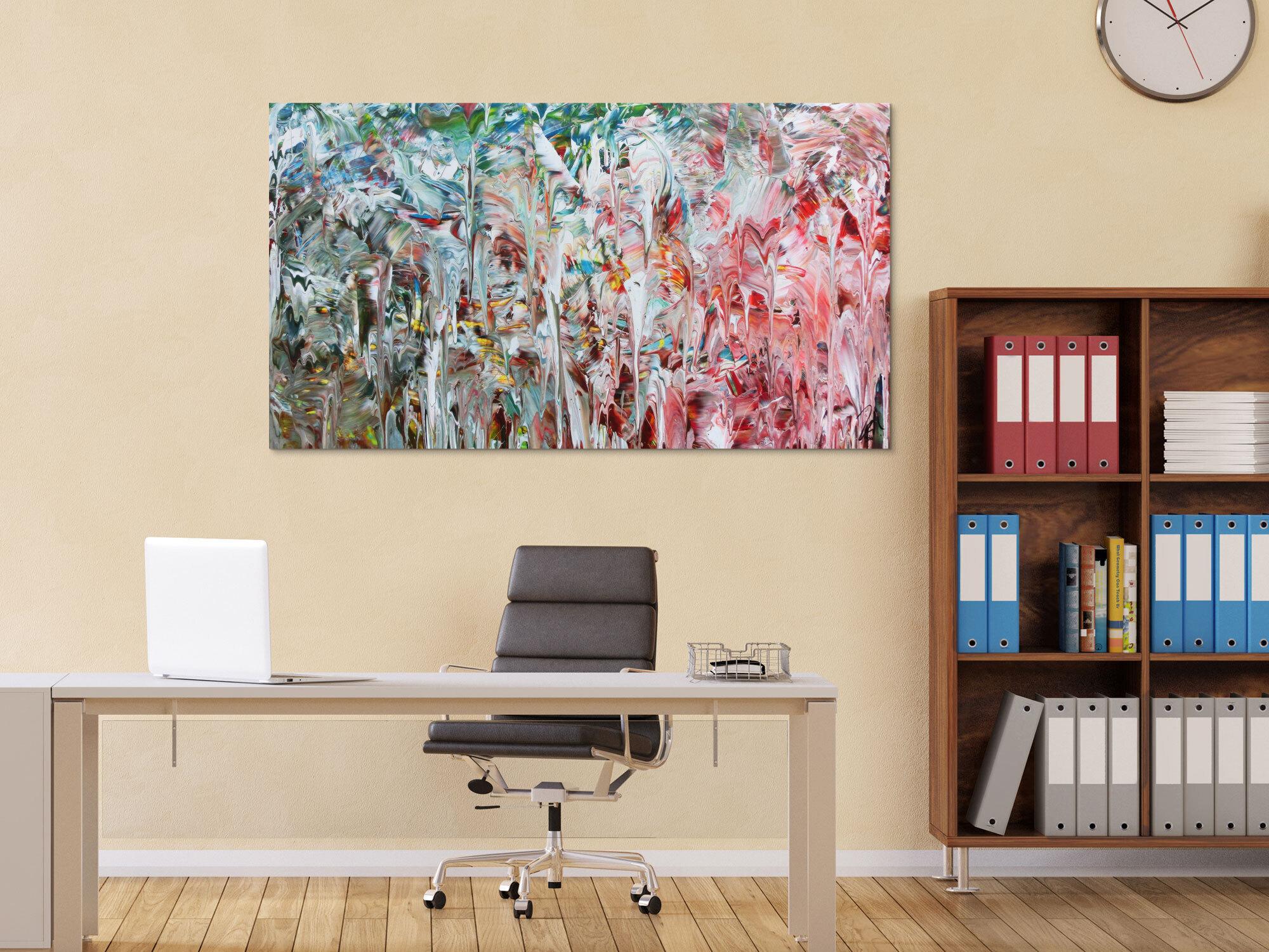 Abstraktes Gemälde mit hellen Farben modernes Acrylbild zeitgenössisch