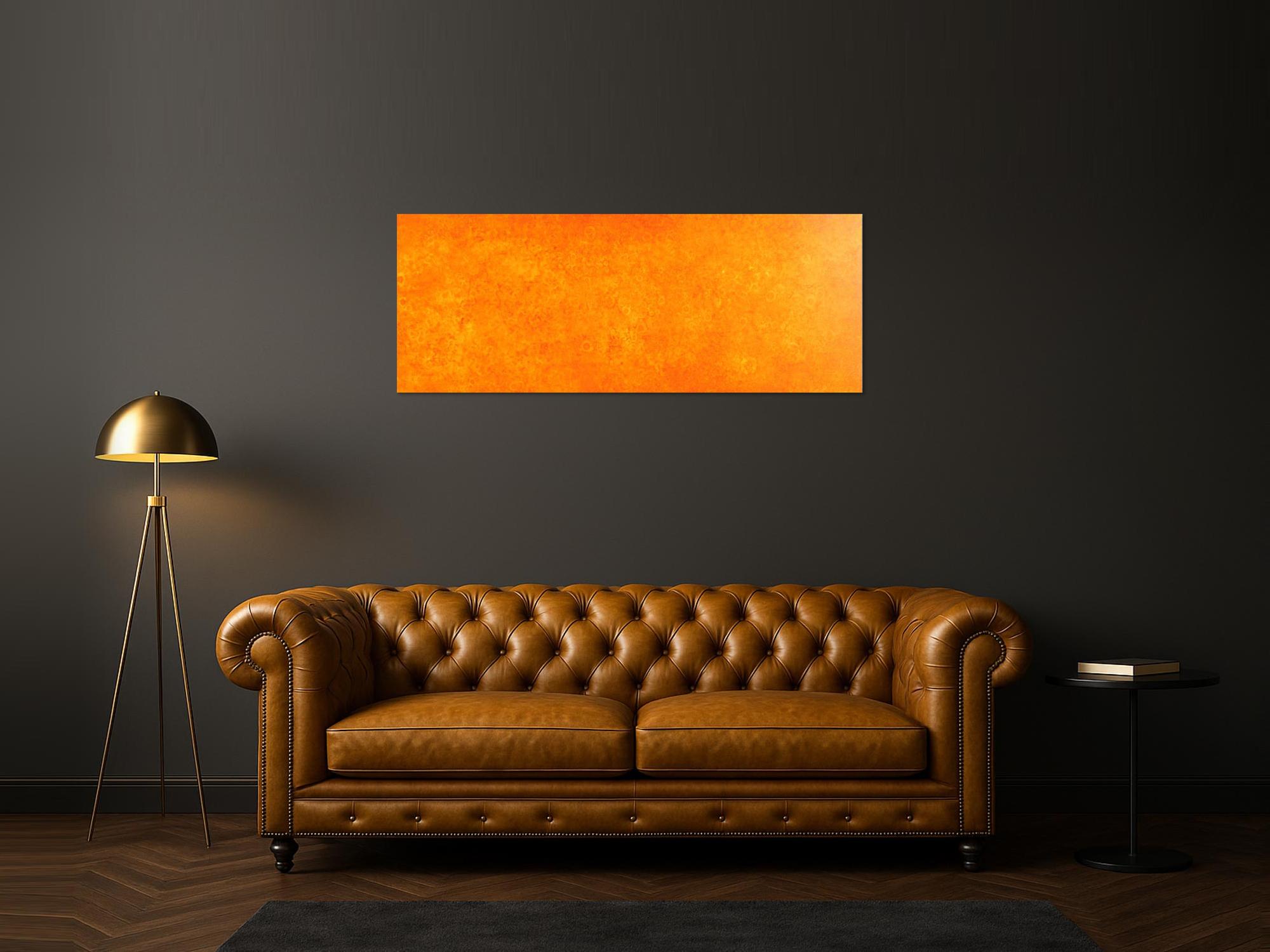 Oranges Acrylbild mit abstraktem Muster