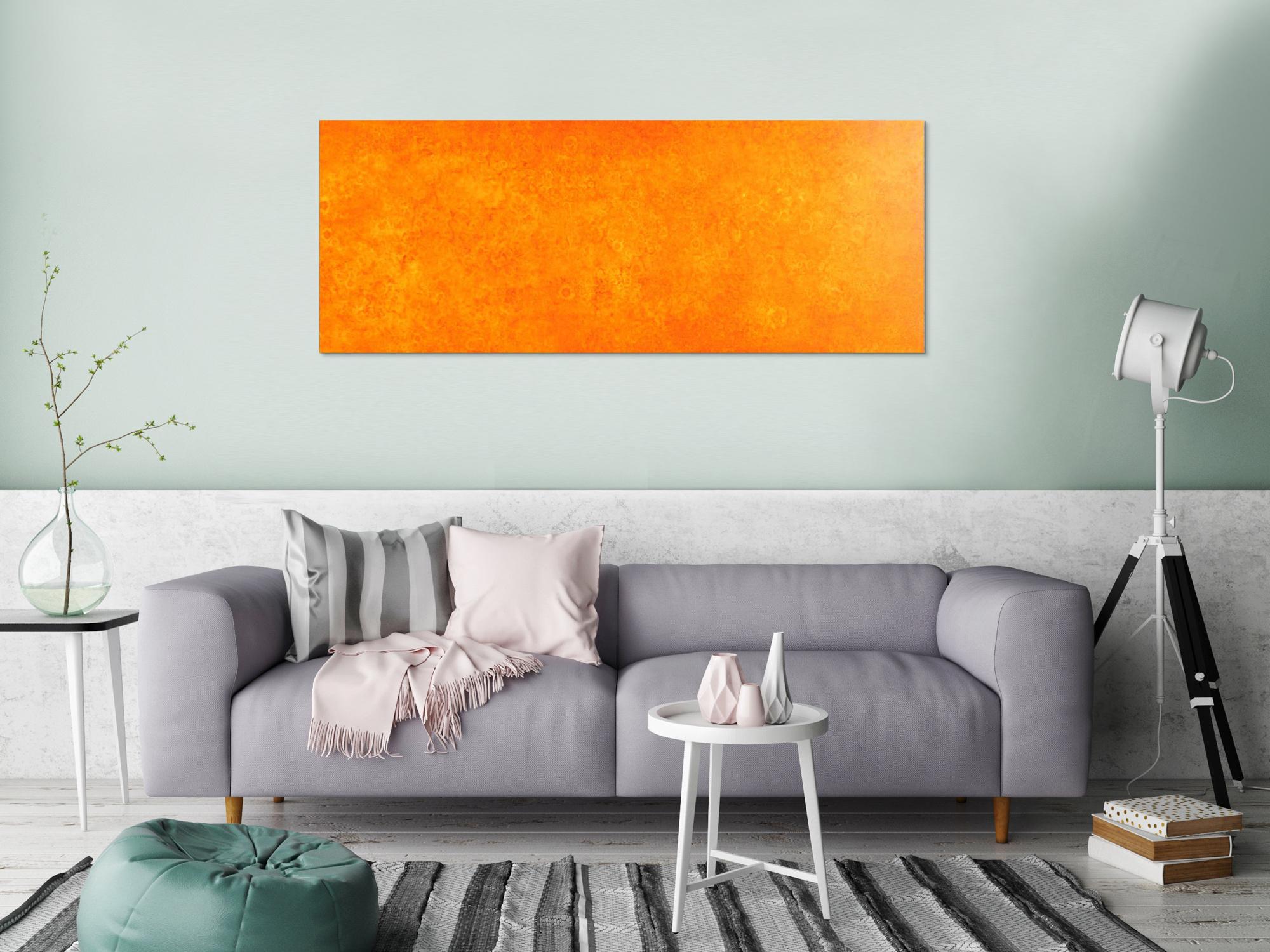 Oranges Acrylbild mit abstraktem Muster