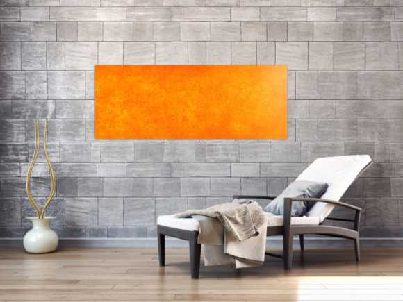 Oranges Acrylbild mit abstraktem Muster