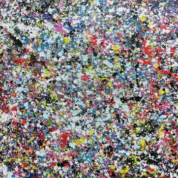 Sehr buntes Acrylbild modern abstrakt mit vielen Farben quadratisch