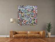 Sehr buntes Acrylbild modern abstrakt mit vielen Farben quadratisch