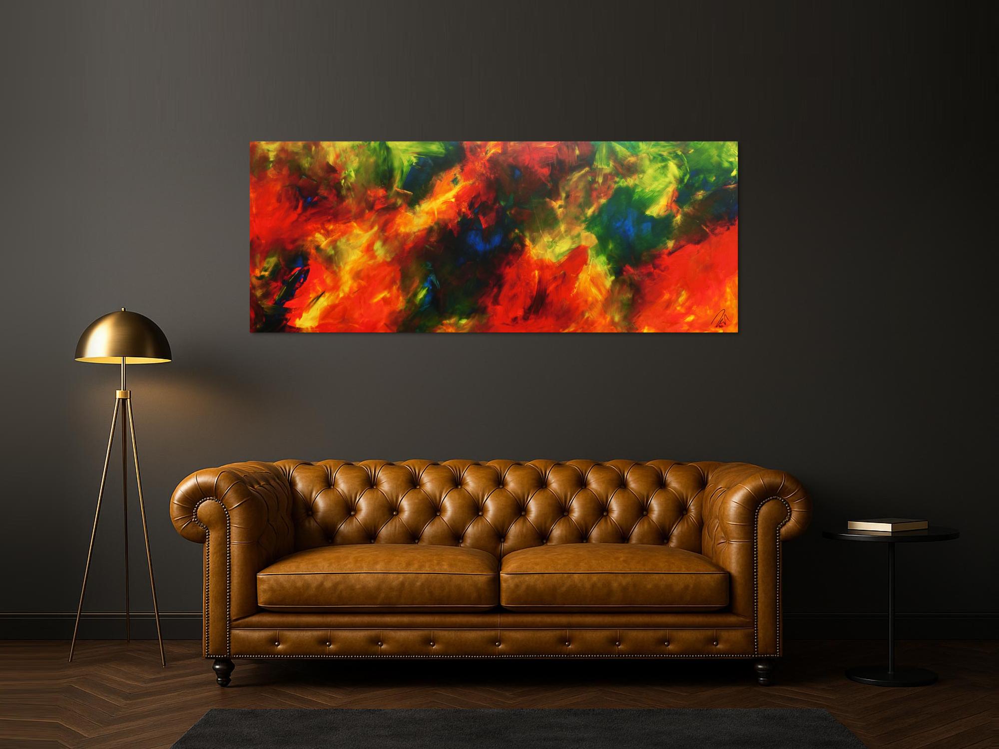 Buntes Acrylbild abstrakt modern in rot gelb blau und grün