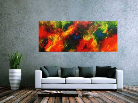 Buntes Acrylbild abstrakt modern in rot gelb blau und grün