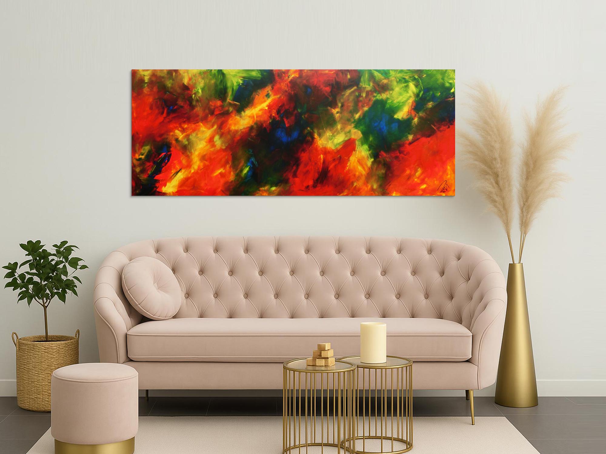 Buntes Acrylbild abstrakt modern in rot gelb blau und grün