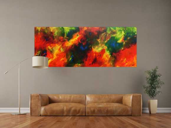 Buntes Acrylbild abstrakt modern in rot gelb blau und grün