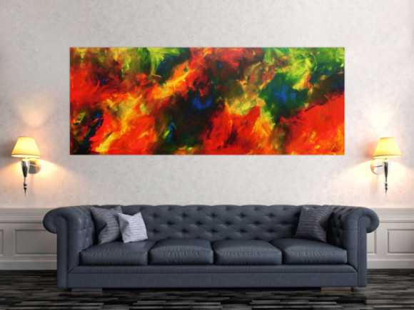 Buntes Acrylbild abstrakt modern in rot gelb blau und grün
