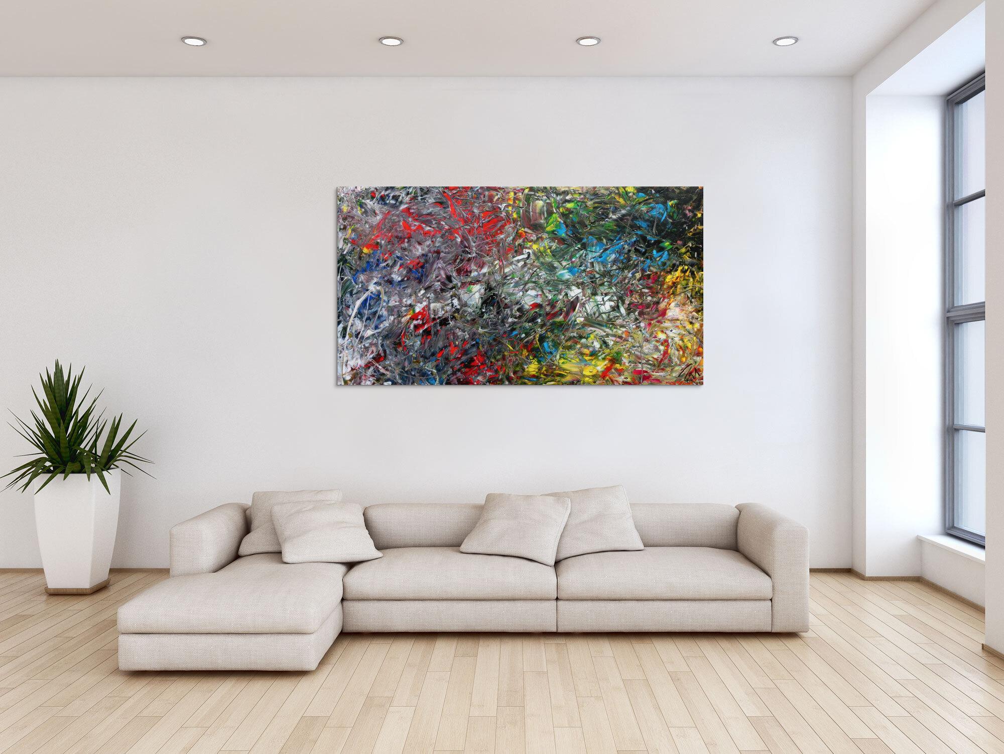 Abstraktes Acrylgemälde modern bunt viele Farben zeitgenössisch