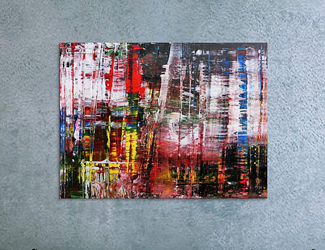 Abstraktes Kunstwerk in Rot und Orange