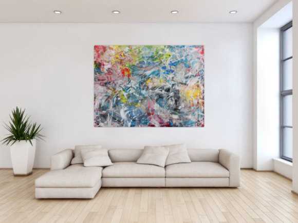Buntes Acrylbild abstrakt modern zeitgenössisch viele helle Farben 