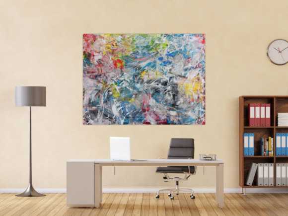 Buntes Acrylbild abstrakt modern zeitgenössisch viele helle Farben 