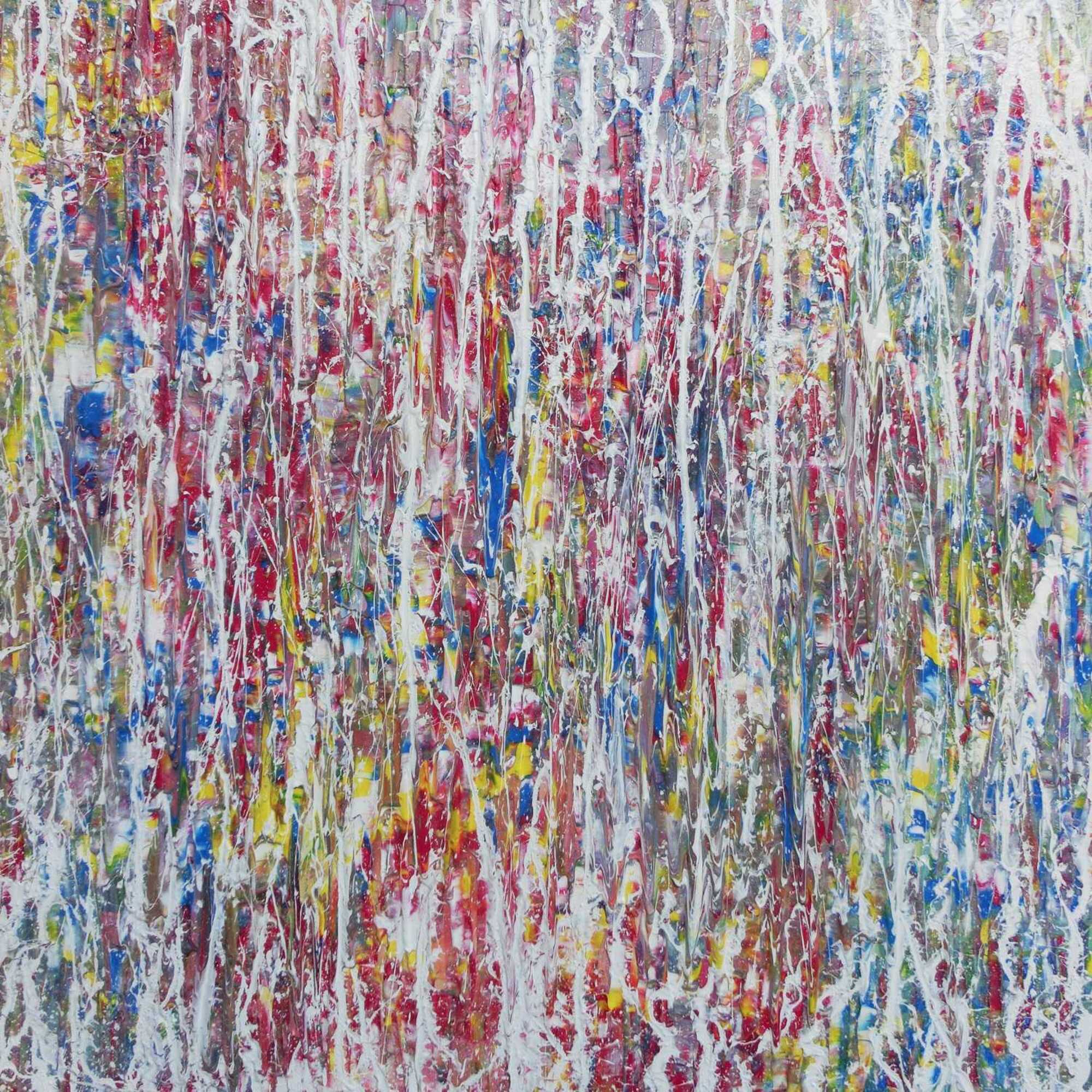 Abstraktes Acrylgemälde bunt hell modern schlicht quadratisch