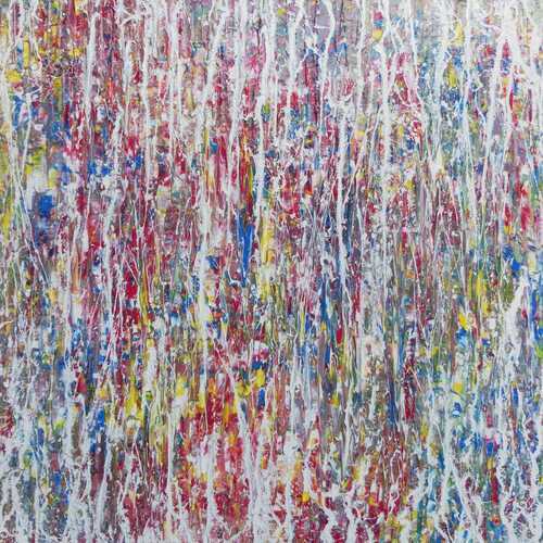 Abstraktes Acrylgemälde bunt hell modern schlicht quadratisch