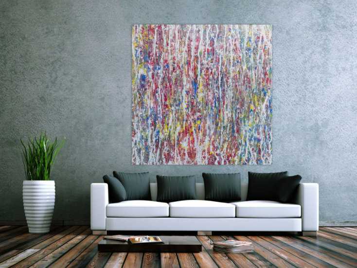 #801 Abstraktes Acrylgemälde bunt hell modern schlicht quadratisch 140x140cm von Alex Zerr