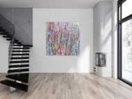 Abstraktes Acrylgemälde bunt hell modern schlicht quadratisch
