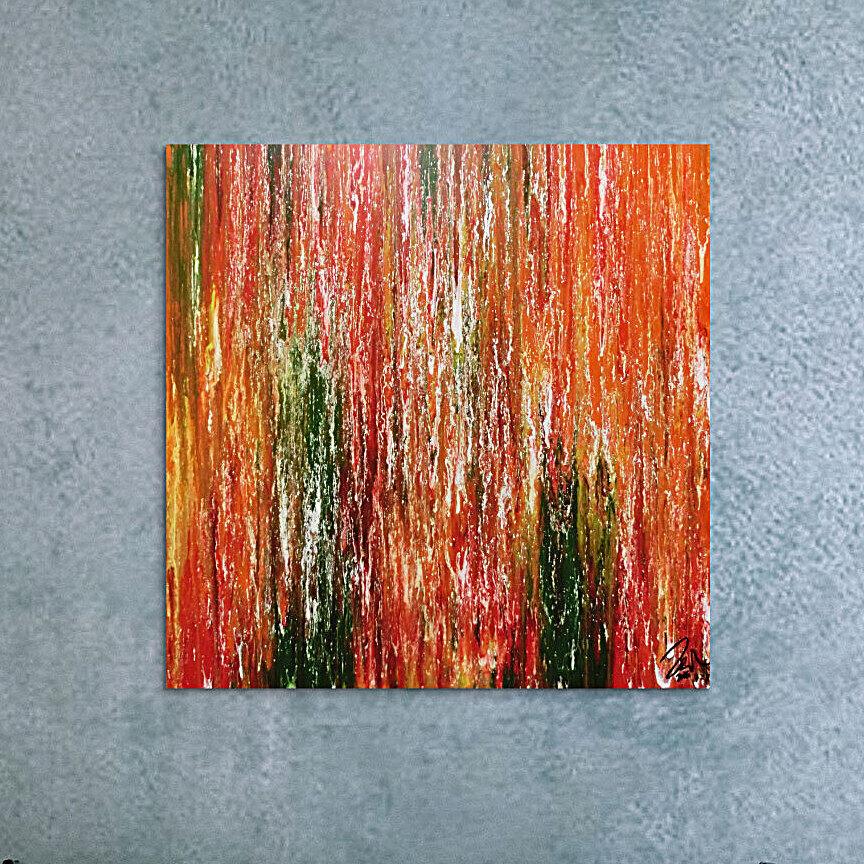 Abstraktes Kunstwerk in Rot und Orange