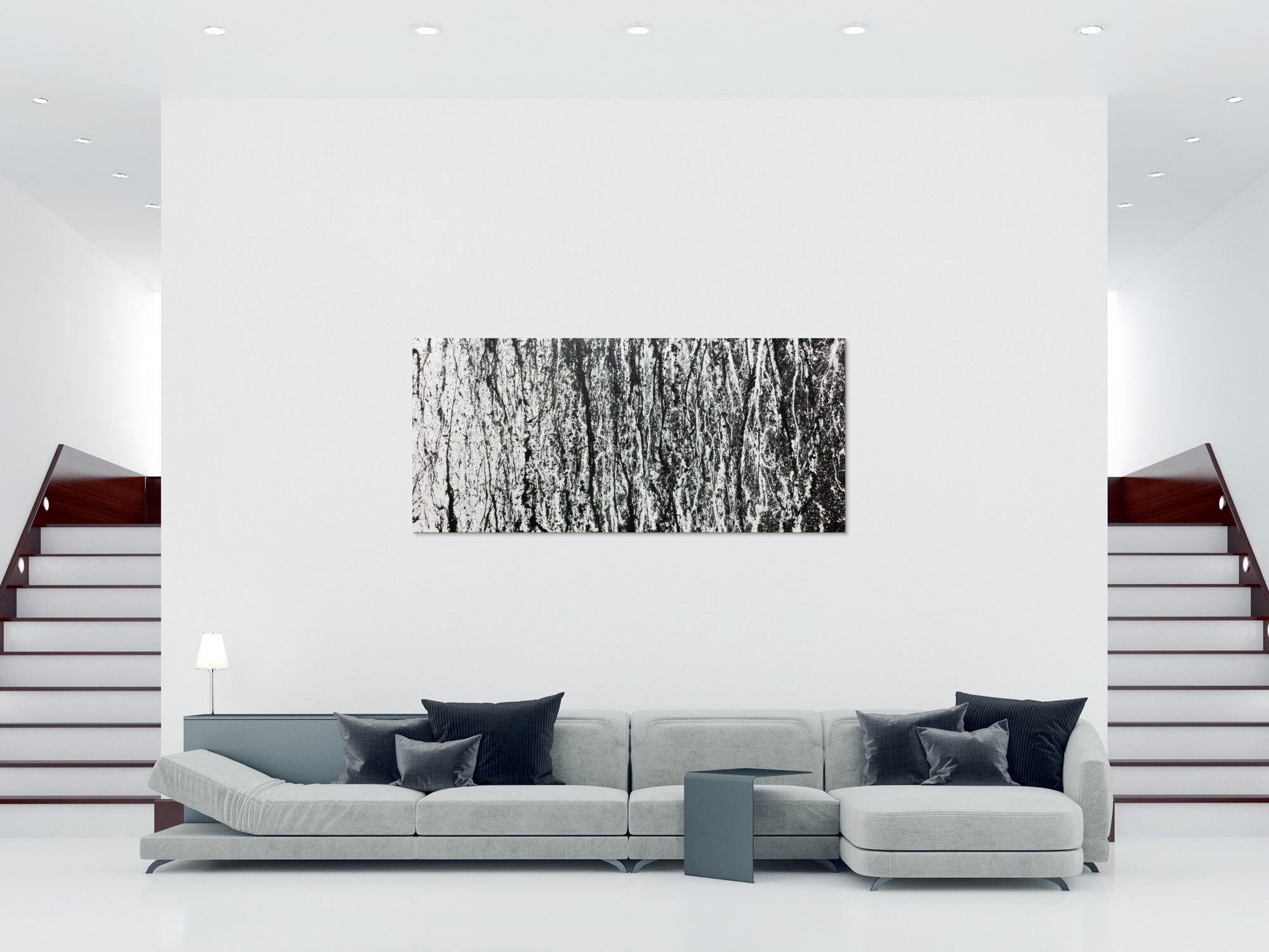 Abstraktes Acrylbild in schwarz weiß modernes Gemälde schlicht