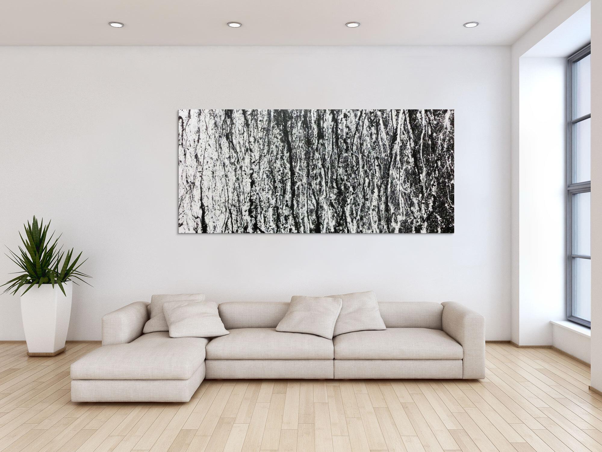 Abstraktes Acrylbild in schwarz weiß modernes Gemälde schlicht