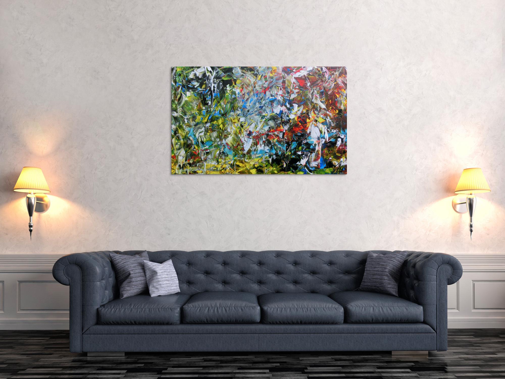 Buntes abstraktes Acrylgemälde modern mit vielen Farben