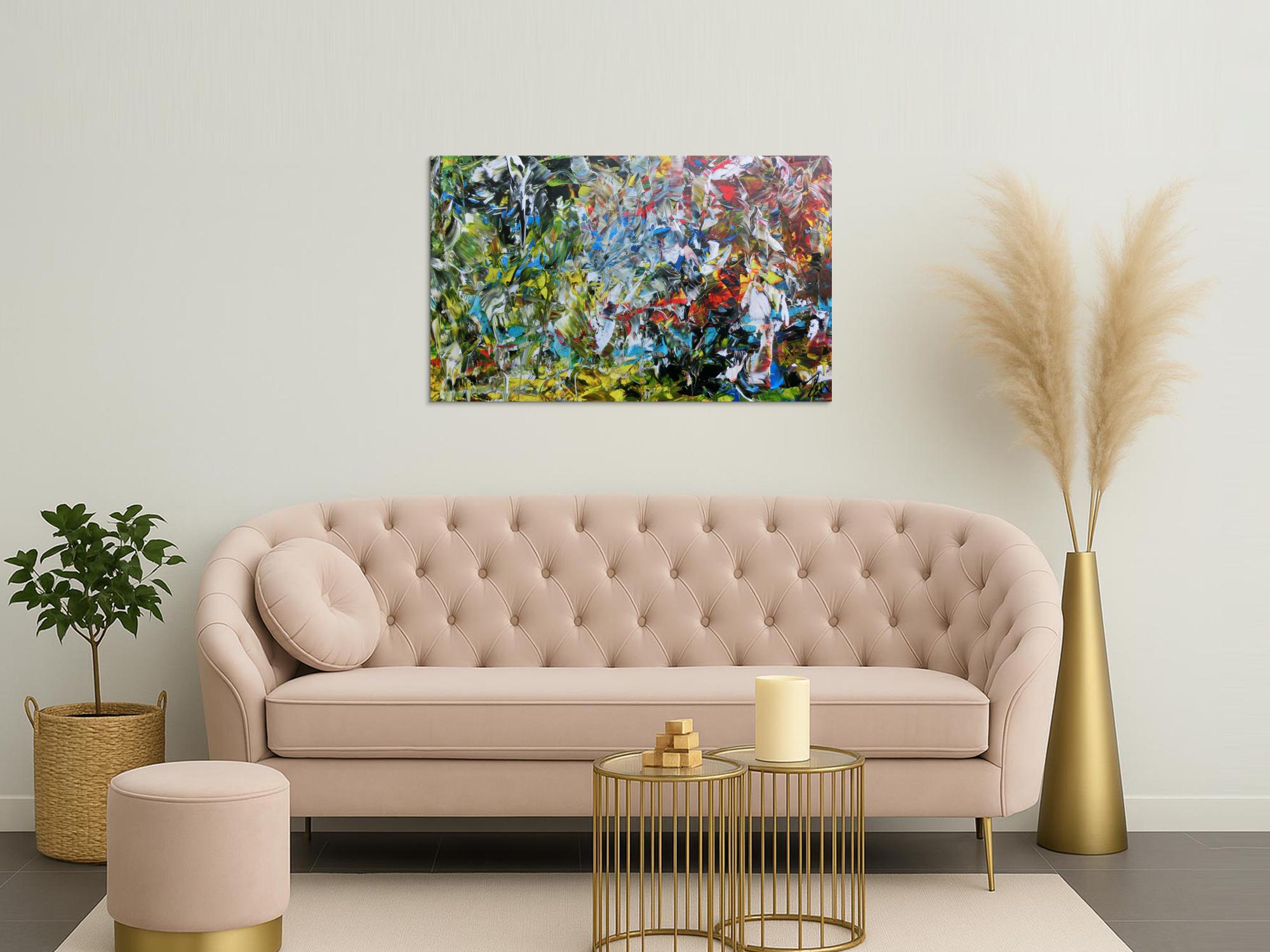 Buntes abstraktes Acrylgemälde modern mit vielen Farben