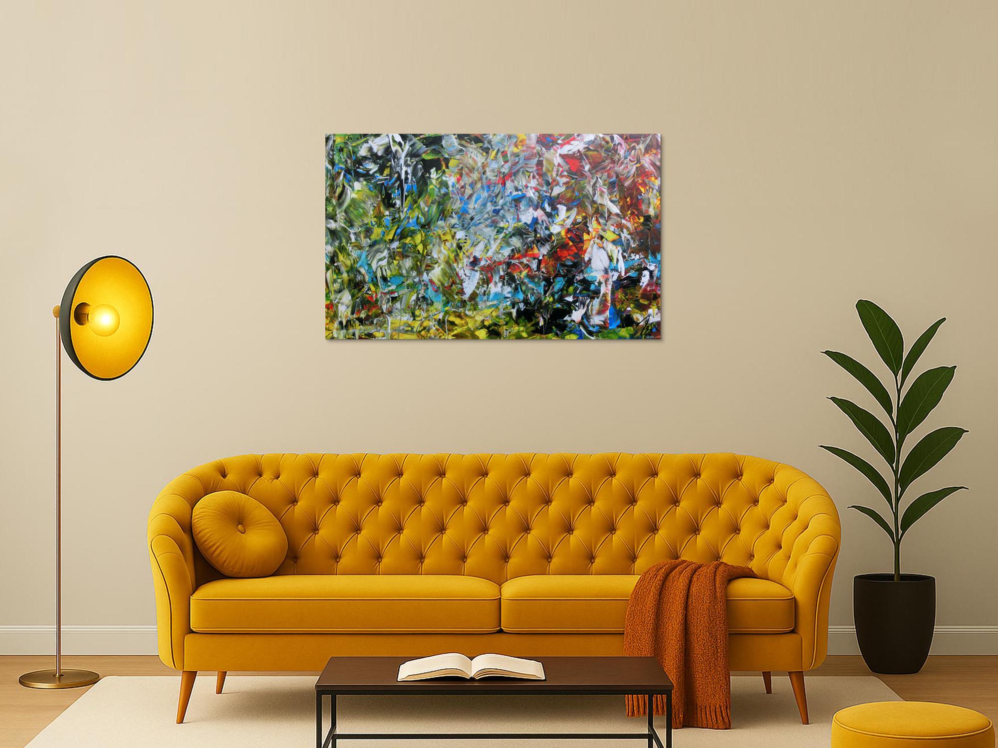 Buntes abstraktes Acrylgemälde modern mit vielen Farben