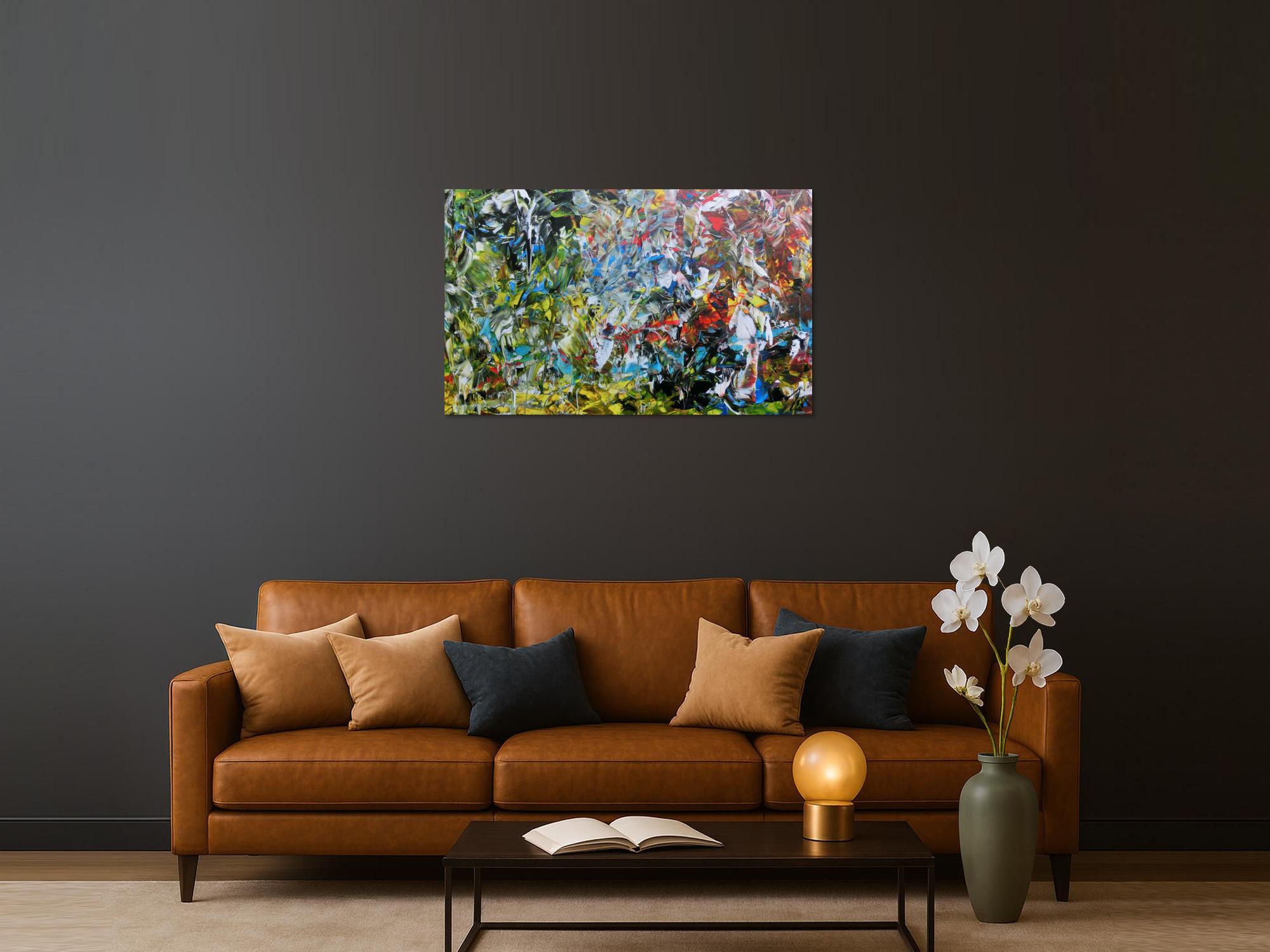 Buntes abstraktes Acrylgemälde modern mit vielen Farben