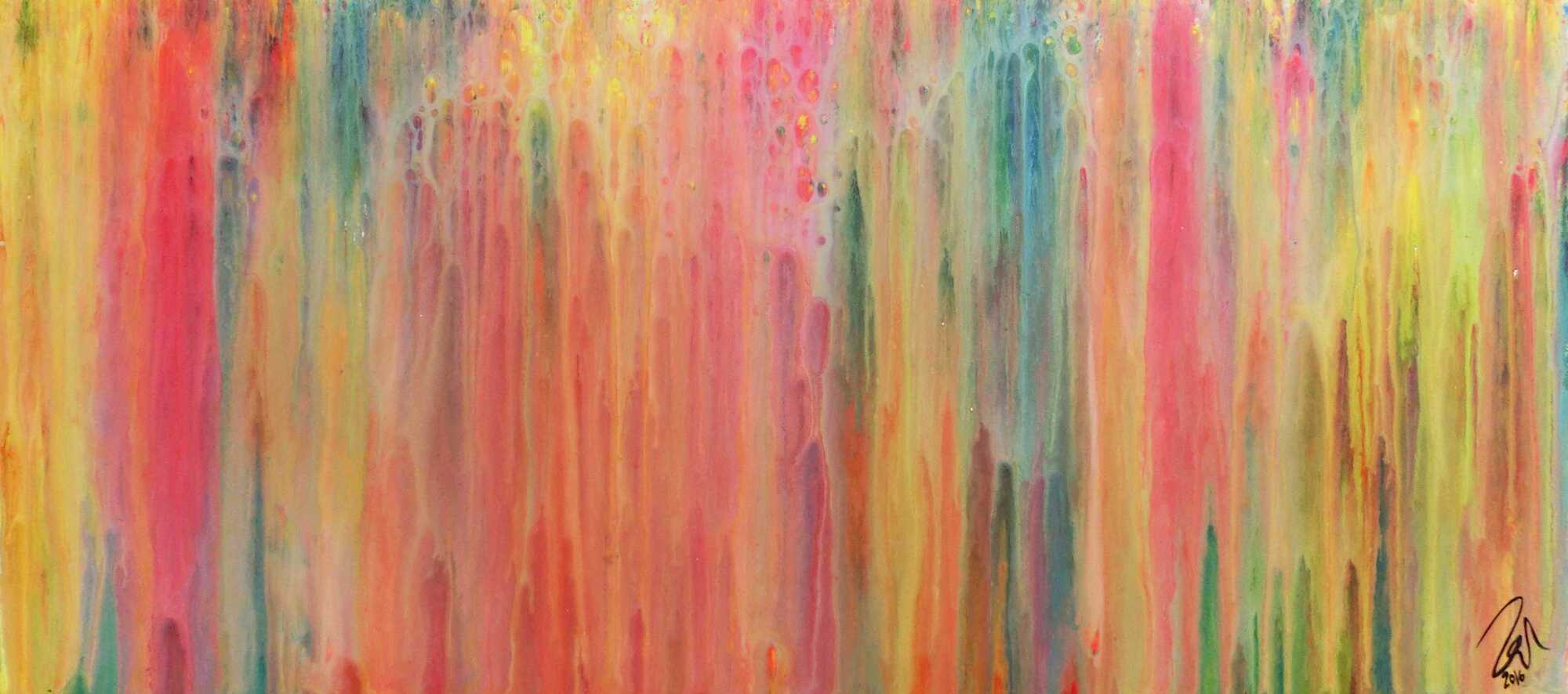 Buntes abstraktes Acrylgemälde modern in hellen Pastellfarben