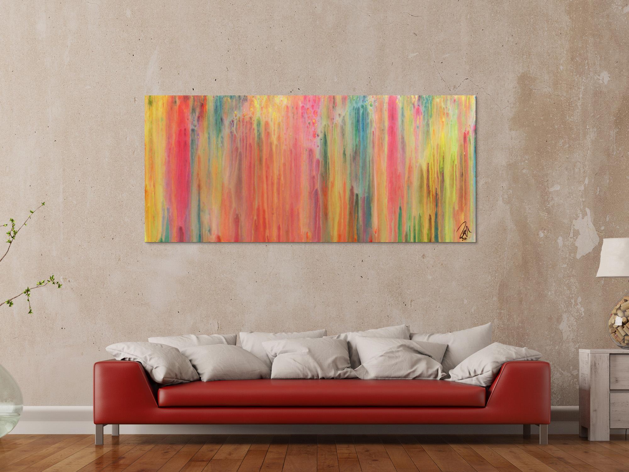 Buntes abstraktes Acrylgemälde modern in hellen Pastellfarben