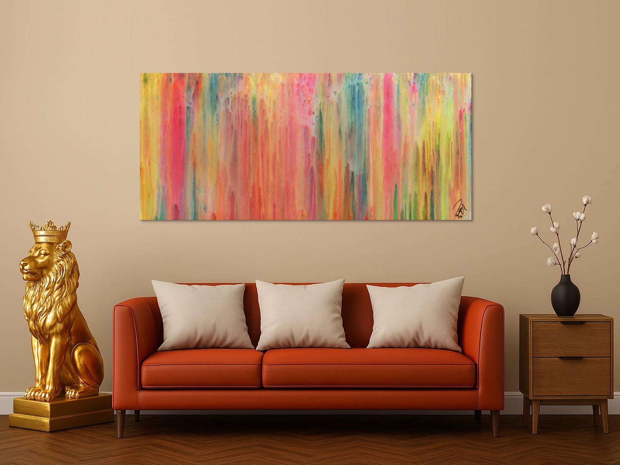 Buntes abstraktes Acrylgemälde modern in hellen Pastellfarben