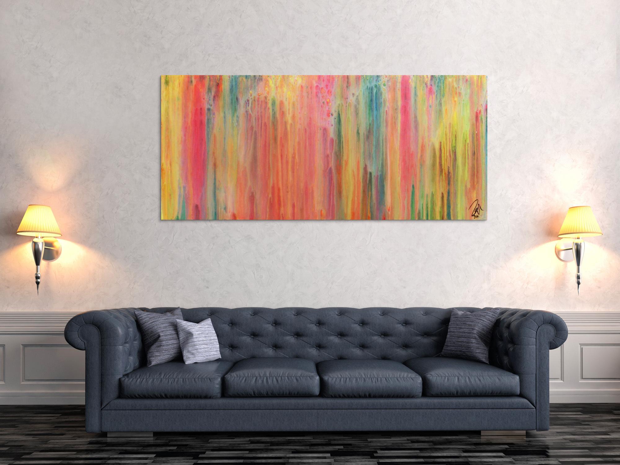 Buntes abstraktes Acrylgemälde modern in hellen Pastellfarben