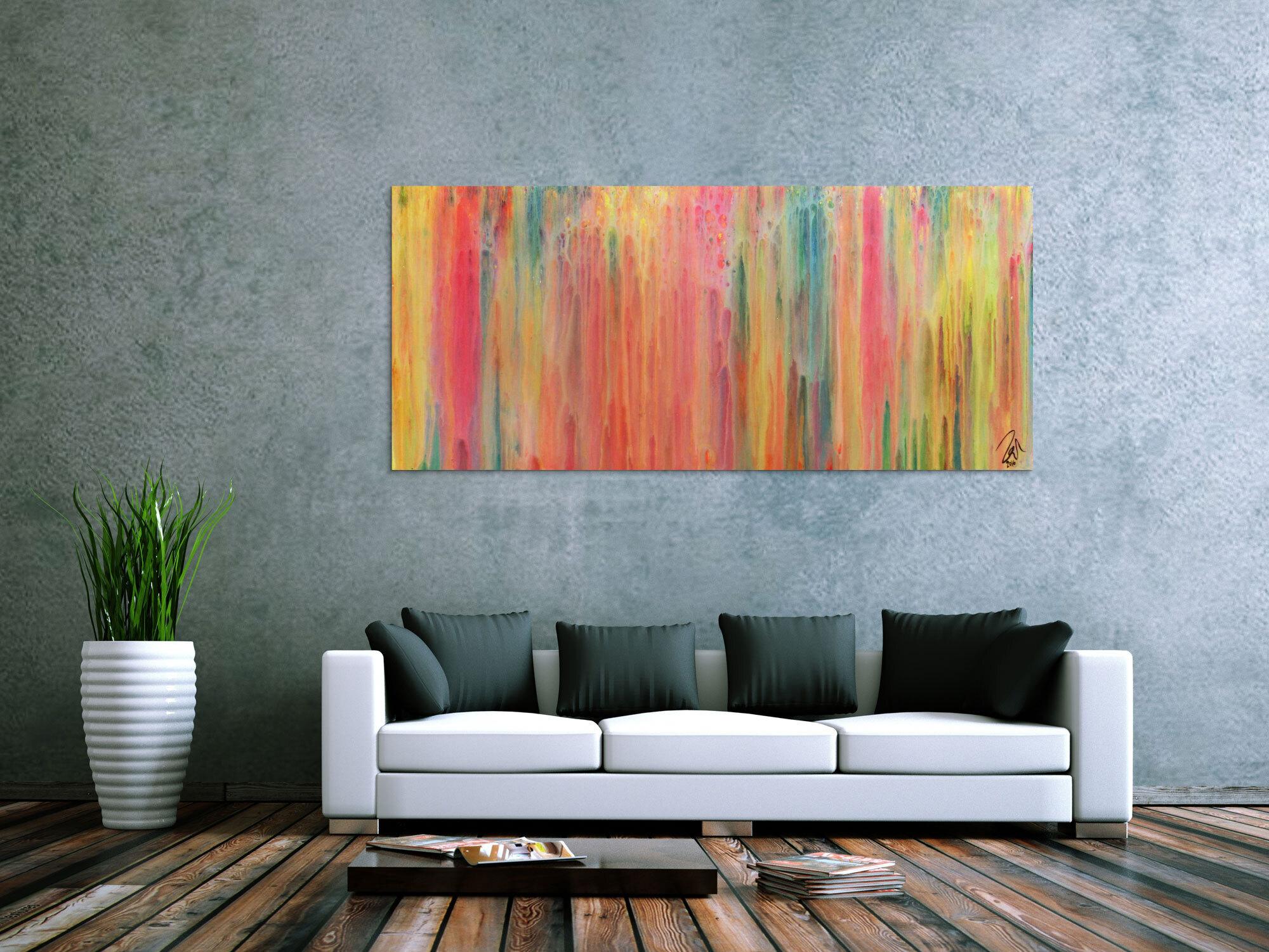 Buntes abstraktes Acrylgemälde modern in hellen Pastellfarben