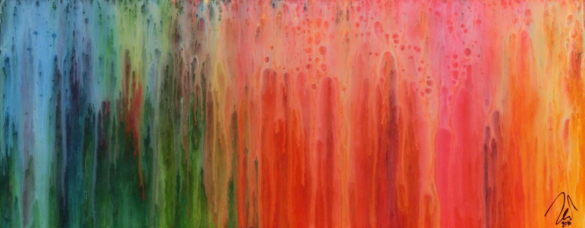 Buntes abstraktes Gemälde modernes Acrylbild mit vielen Farben Regenbogen