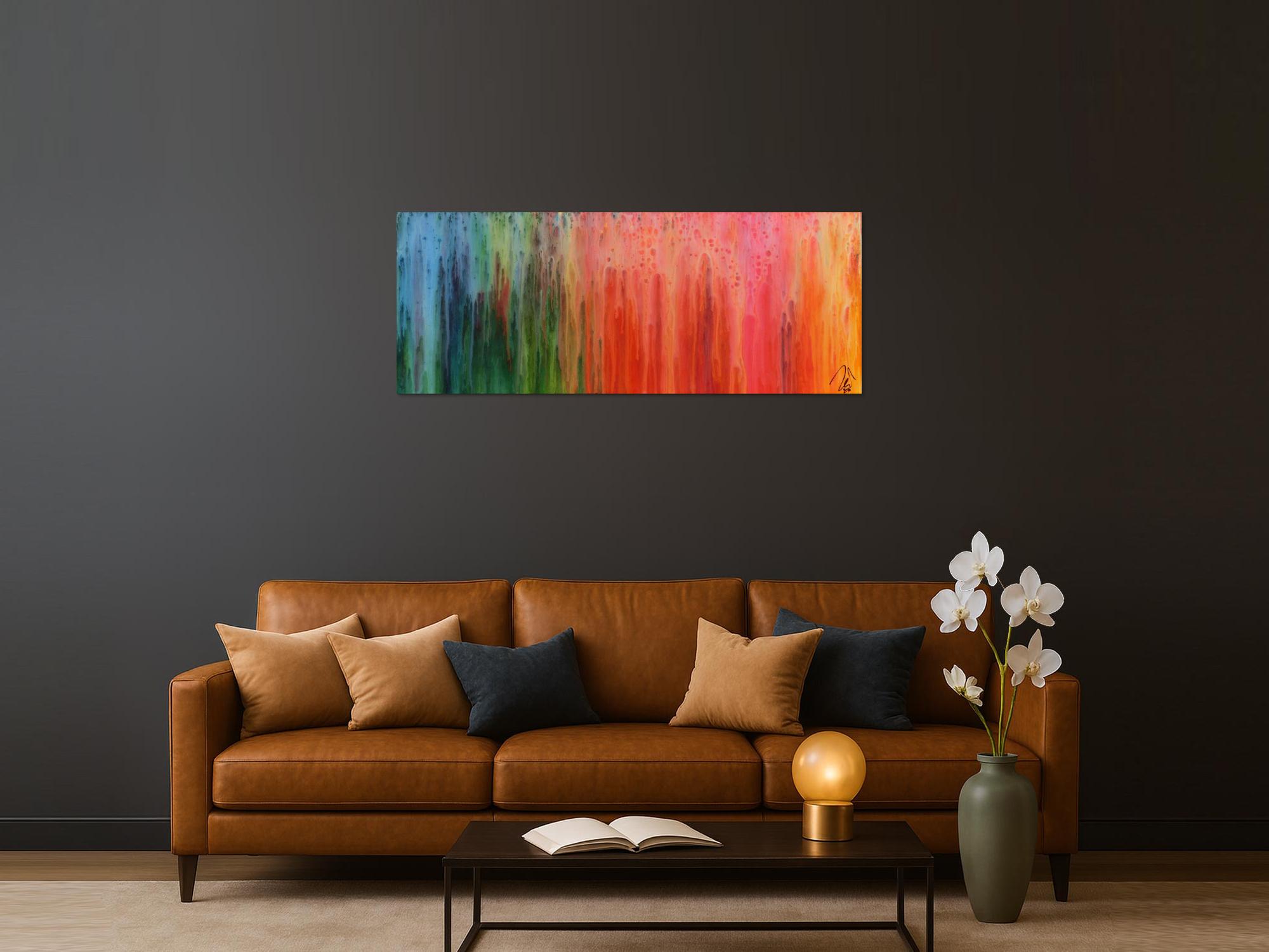 Buntes abstraktes Gemälde modernes Acrylbild mit vielen Farben Regenbogen