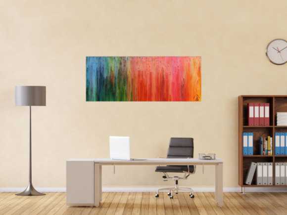 Buntes abstraktes Gemälde modernes Acrylbild mit vielen Farben Regenbogen