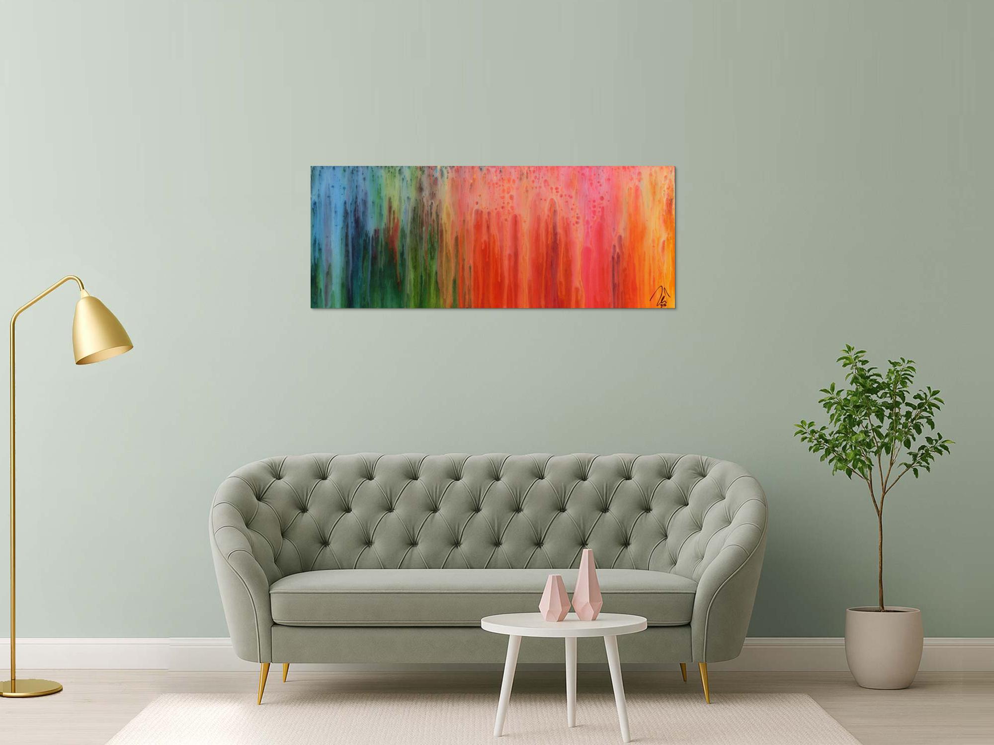 Buntes abstraktes Gemälde modernes Acrylbild mit vielen Farben Regenbogen