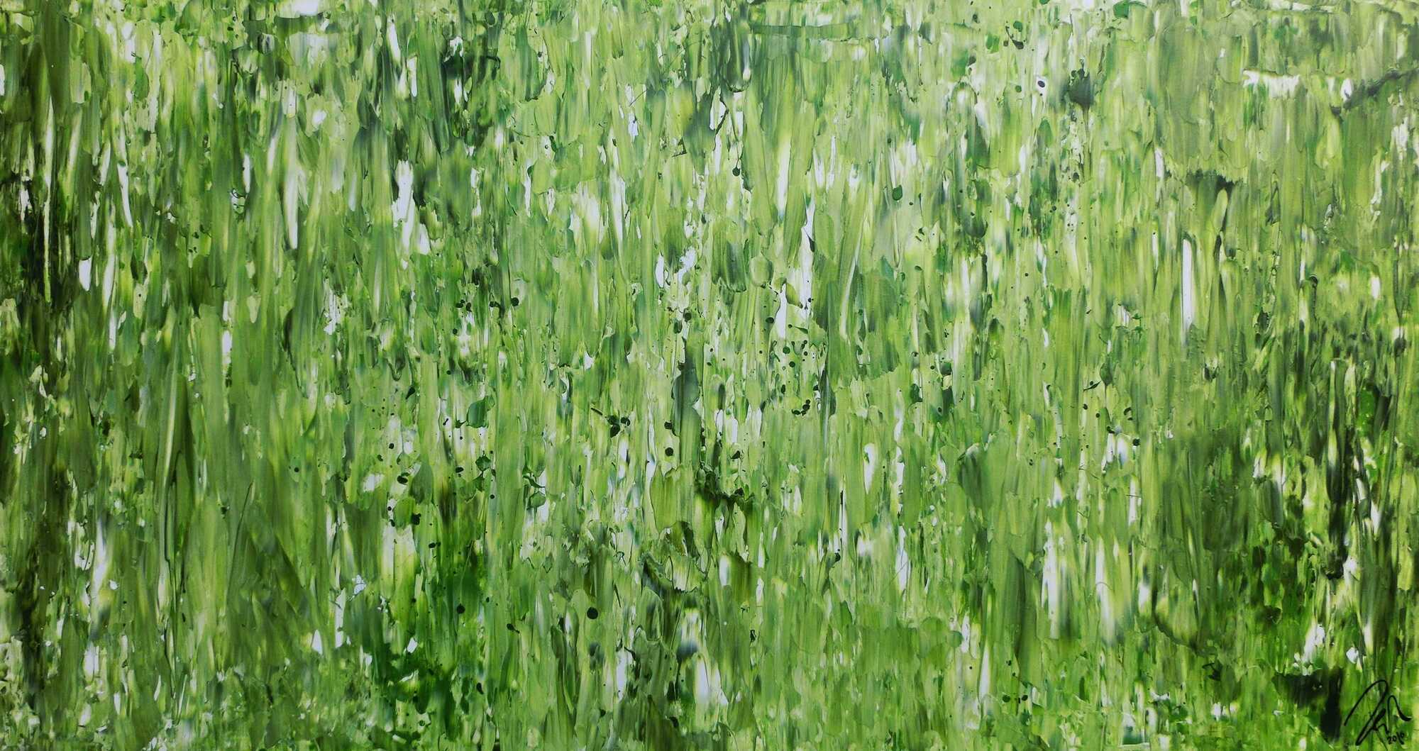 Abstraktes Gemälde schlicht in grün sehr modern zeitgenössisch