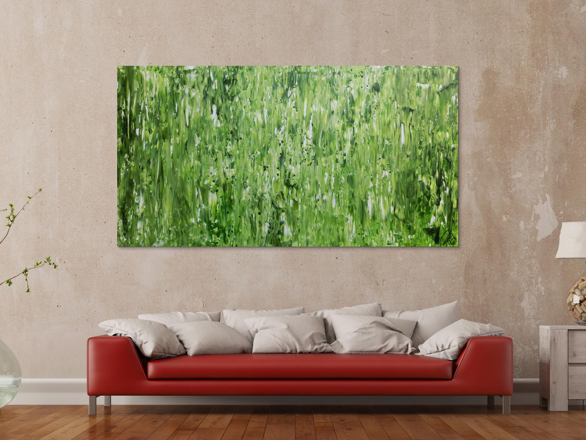 Abstraktes Gemälde schlicht in grün sehr modern zeitgenössisch