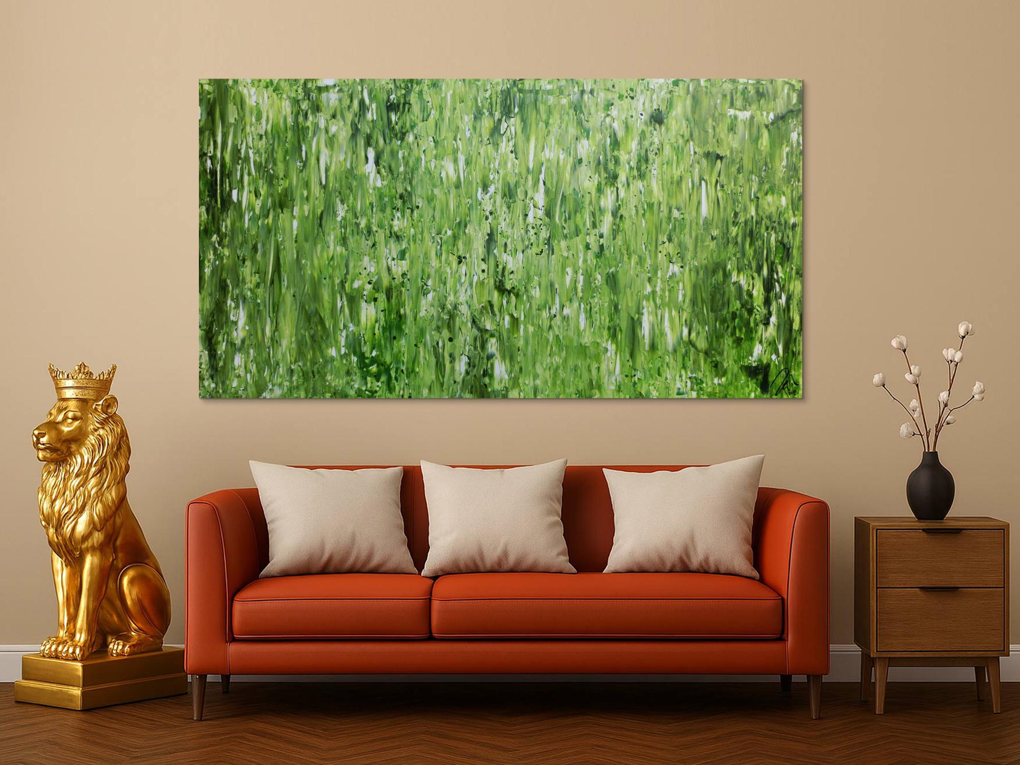 Abstraktes Gemälde schlicht in grün sehr modern zeitgenössisch