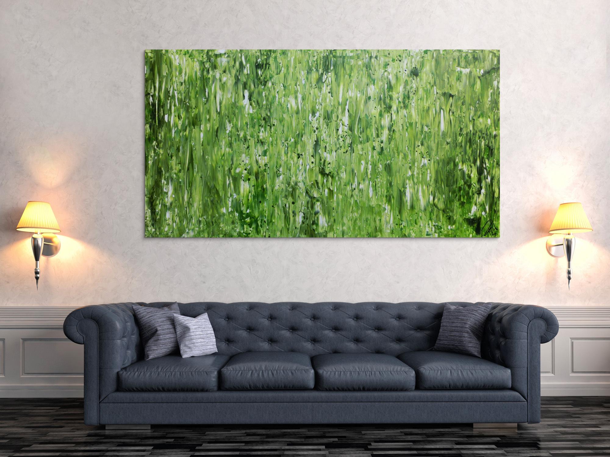 Abstraktes Gemälde schlicht in grün sehr modern zeitgenössisch