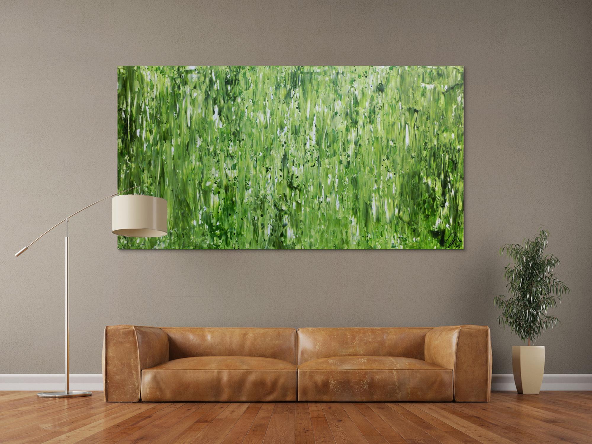 Abstraktes Gemälde schlicht in grün sehr modern zeitgenössisch