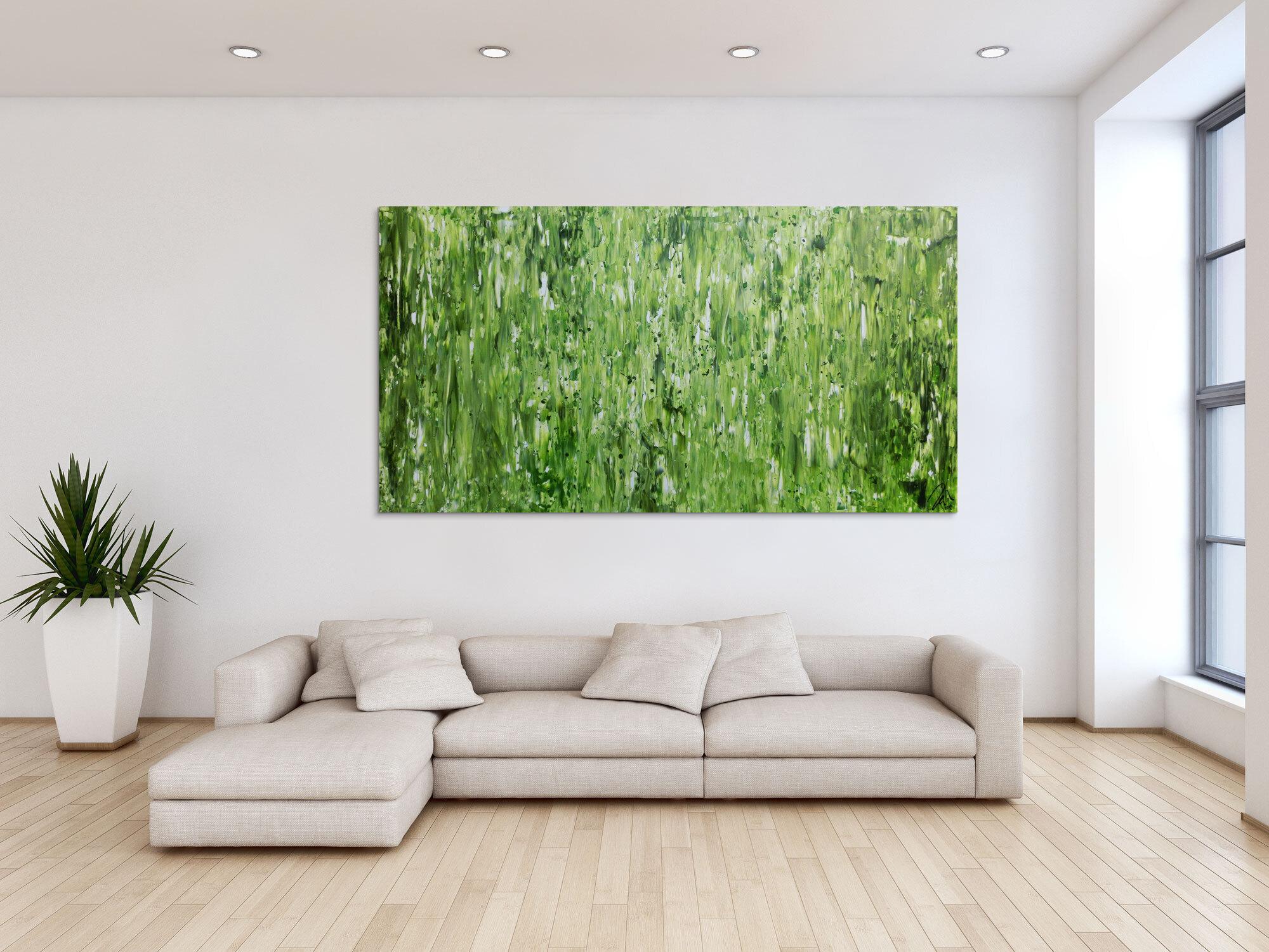 Abstraktes Gemälde schlicht in grün sehr modern zeitgenössisch