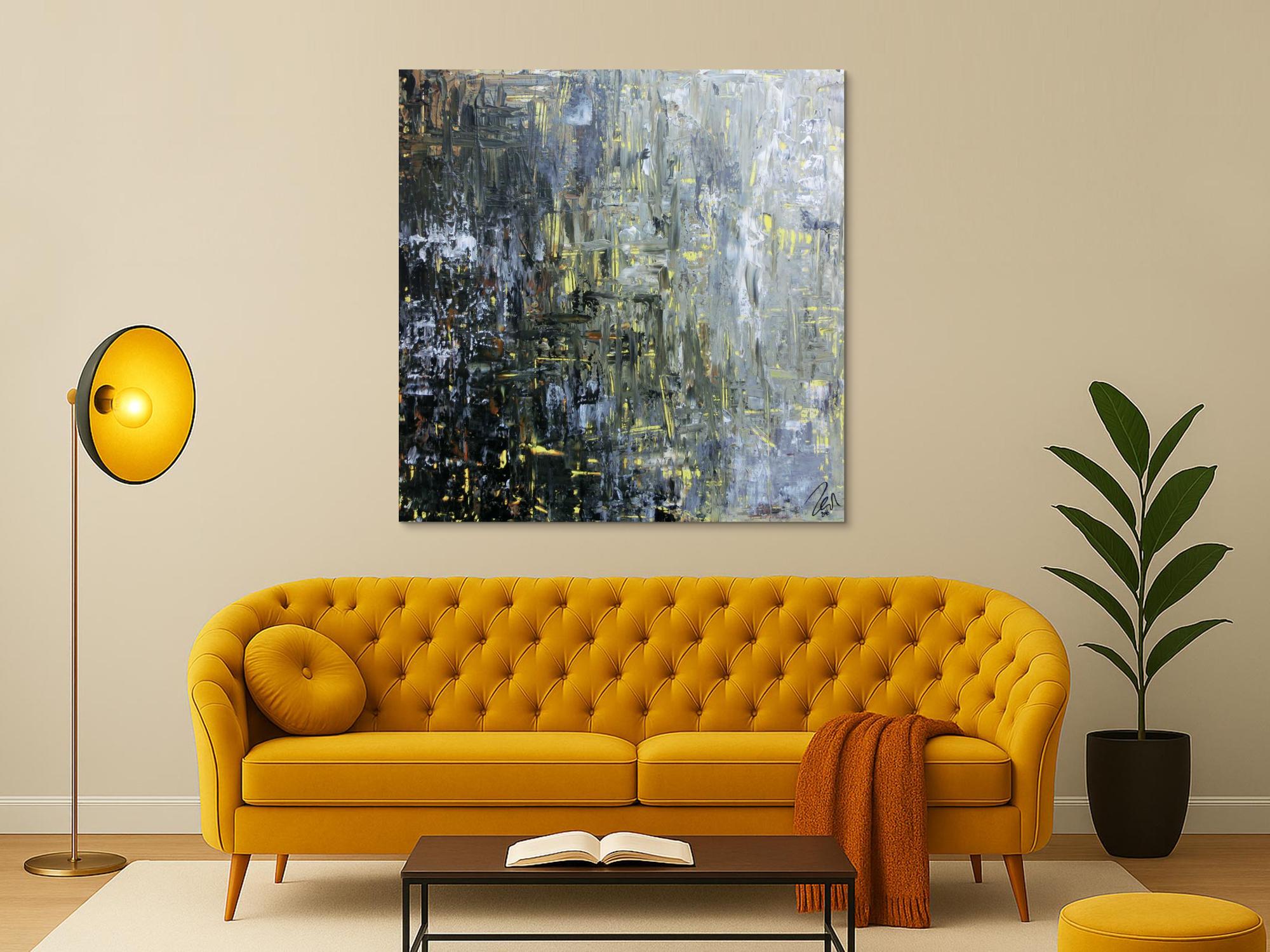 Modernes Gemälde abstrakt schlicht dunkle und helle Farben