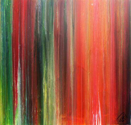 Abstraktes Bild sehr bunt modernes Gemälde Fließtechnik