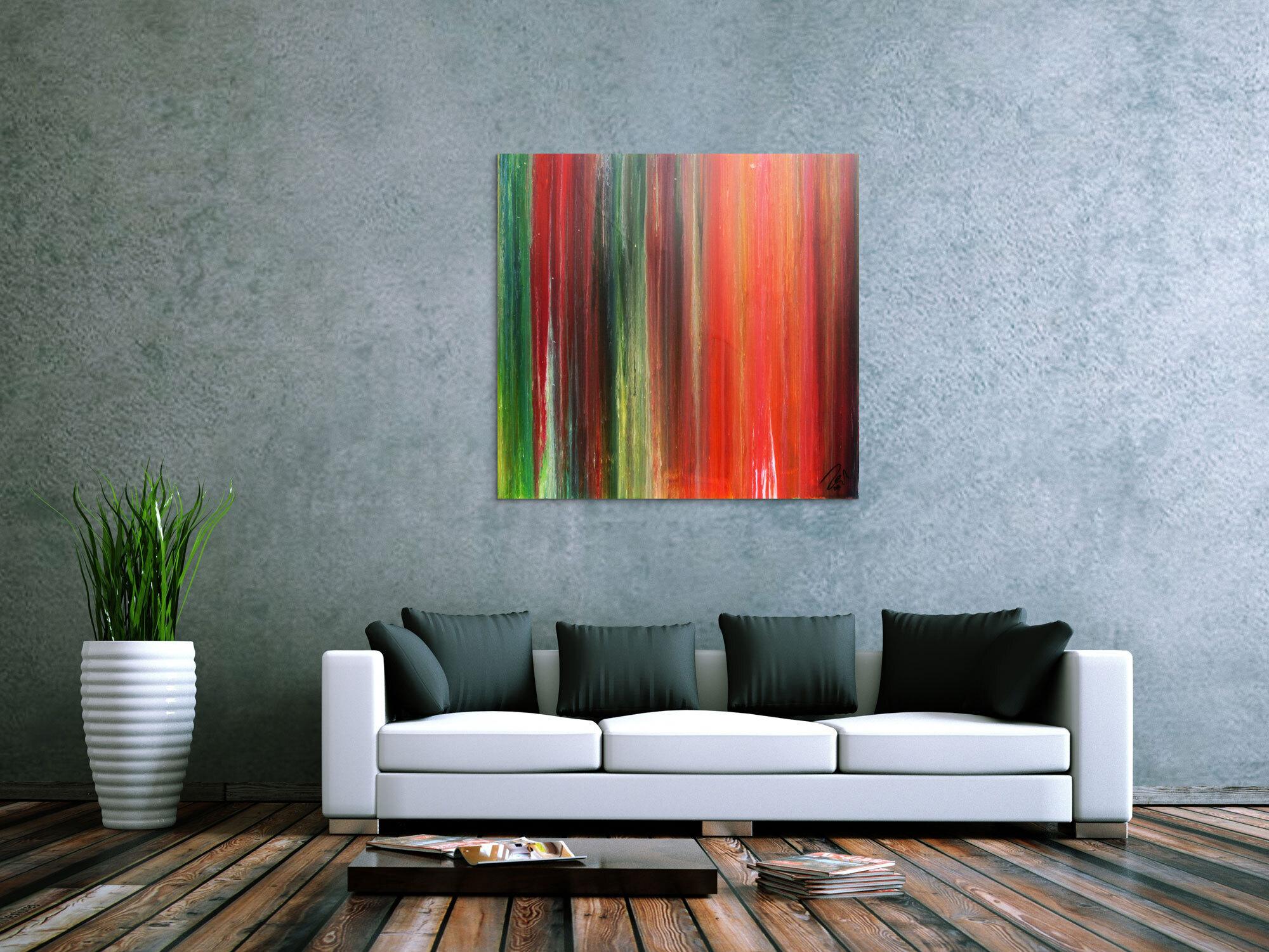 Abstraktes Kunstwerk in Rot und Orange
