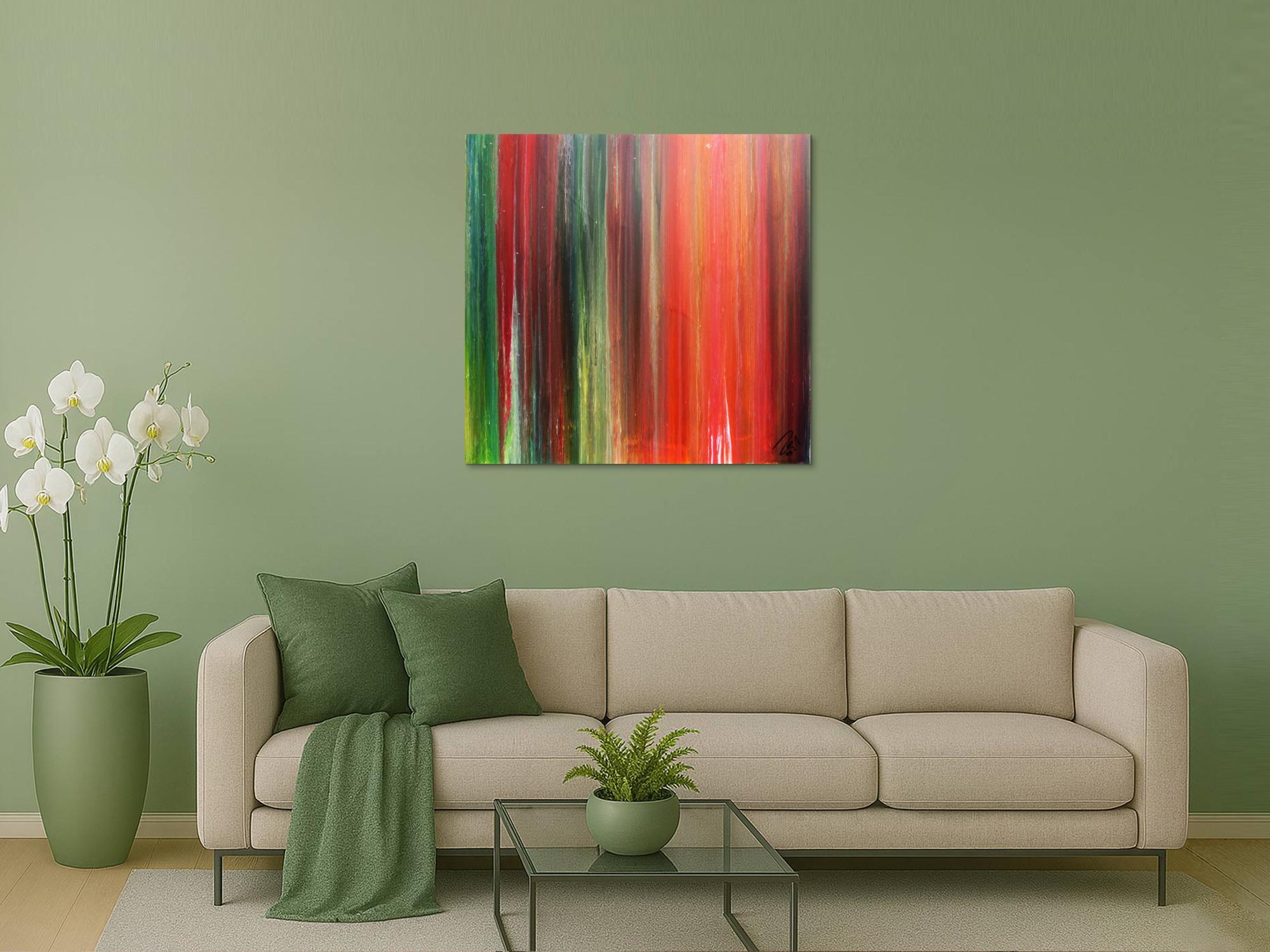 Abstraktes Bild sehr bunt modernes Gemälde Fließtechnik