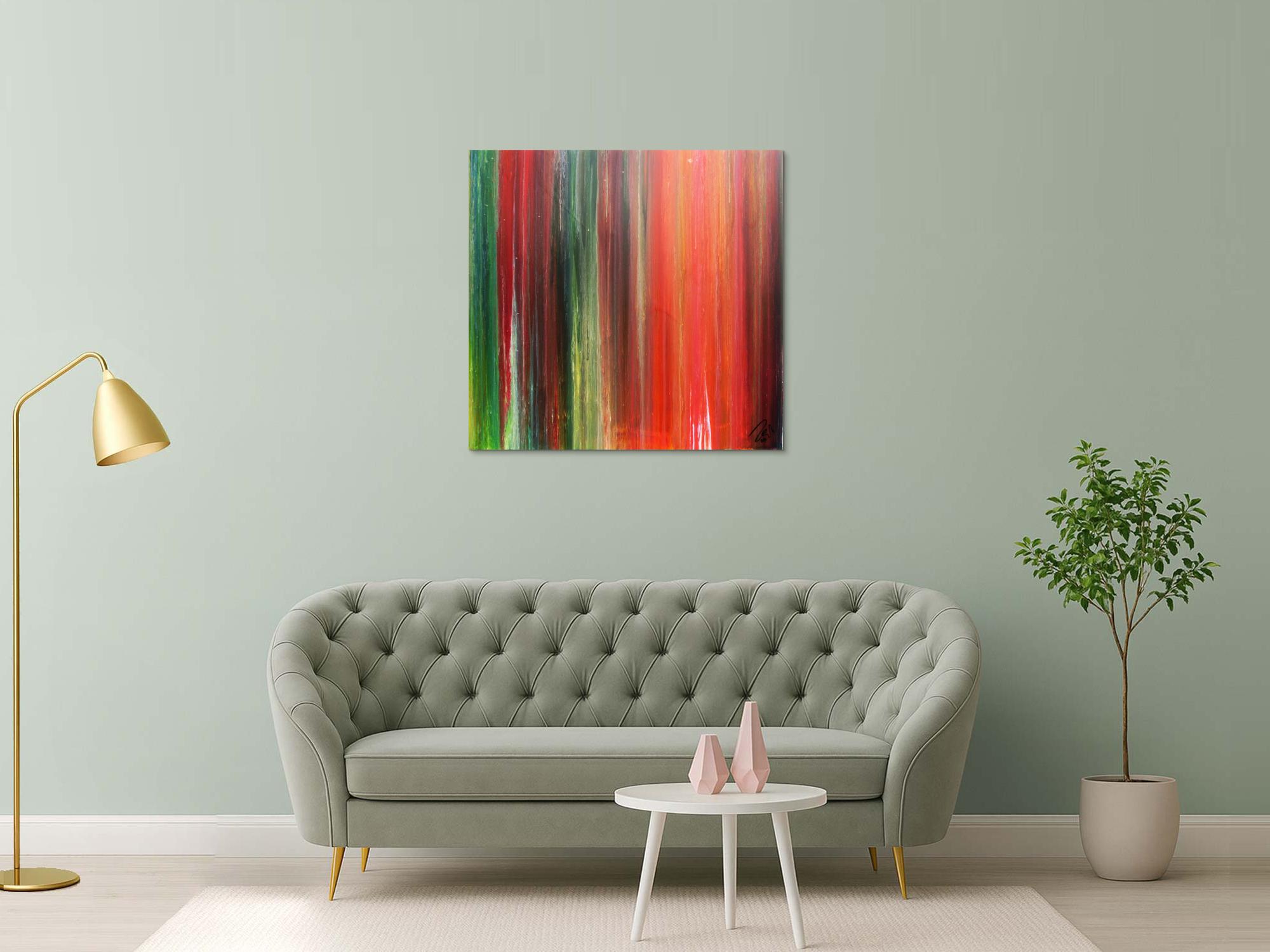 Abstraktes Bild sehr bunt modernes Gemälde Fließtechnik