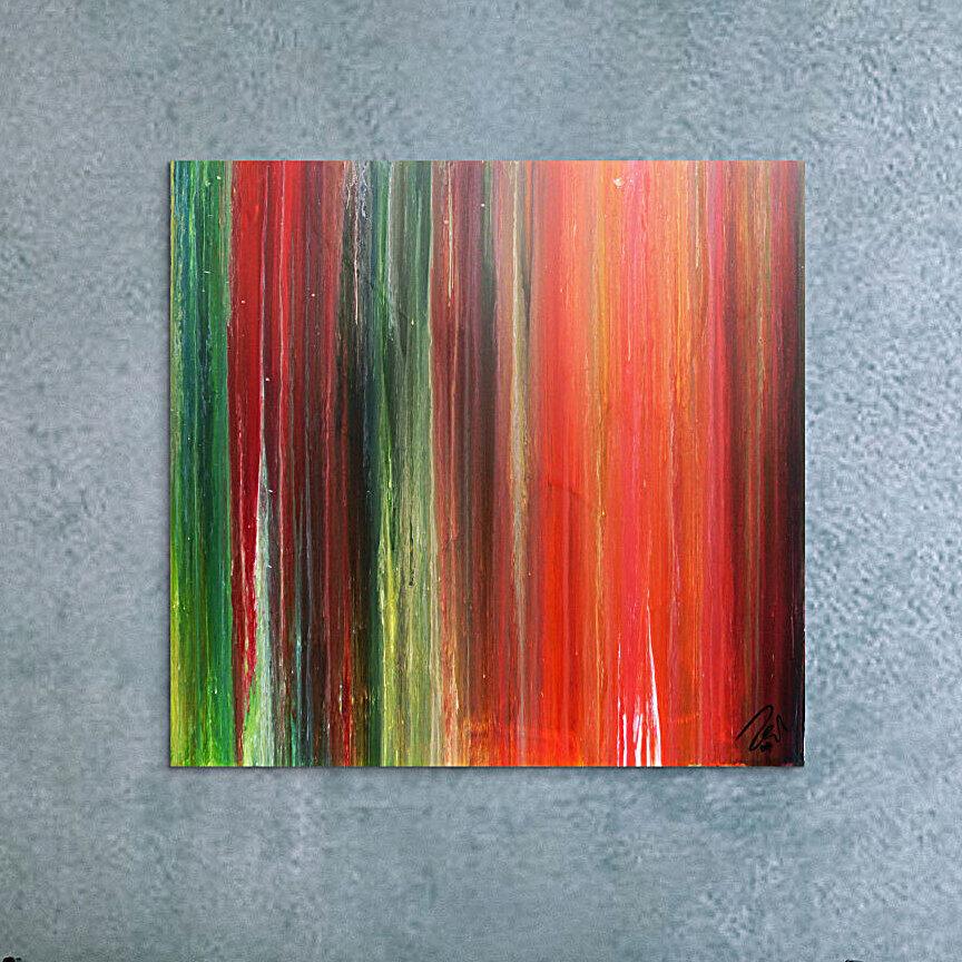 Abstraktes Kunstwerk in Rot und Orange