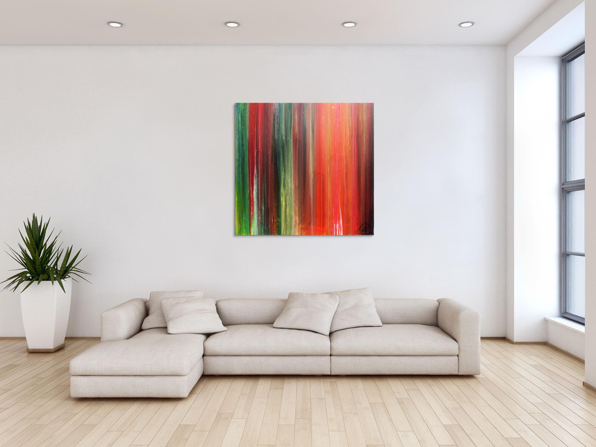 Abstraktes Bild sehr bunt modernes Gemälde Fließtechnik