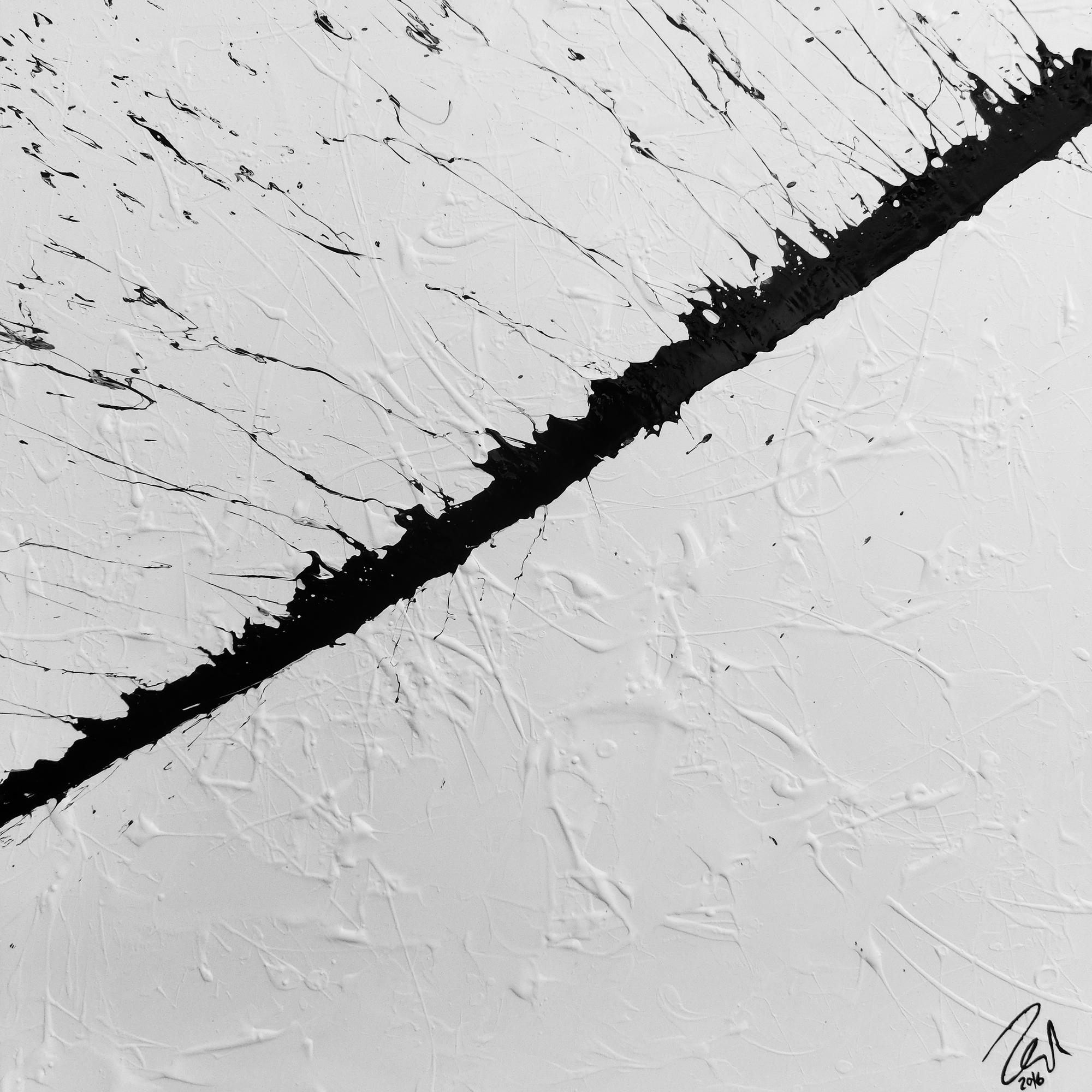 Abstraktes Gemälde minimalistisch in schwarz weiß modern