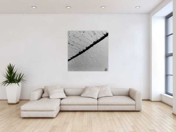 Abstraktes Gemälde minimalistisch in schwarz weiß modern